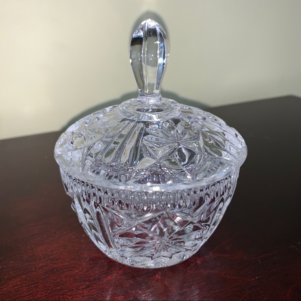 Elegant Cut Glass Candy Dish w/Lid